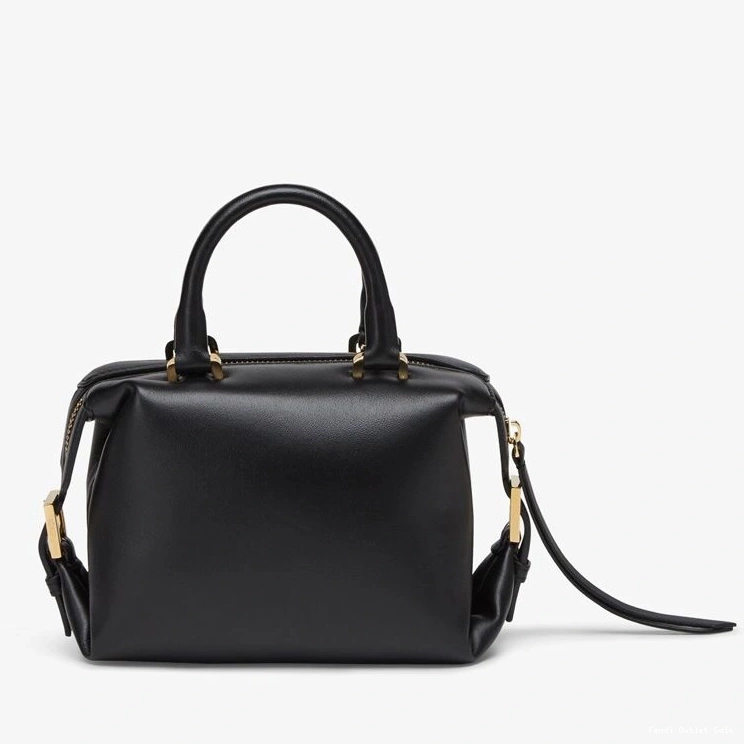 Cheap Black Mini Bag In Fendi FF Cube Nappa Leather 0707